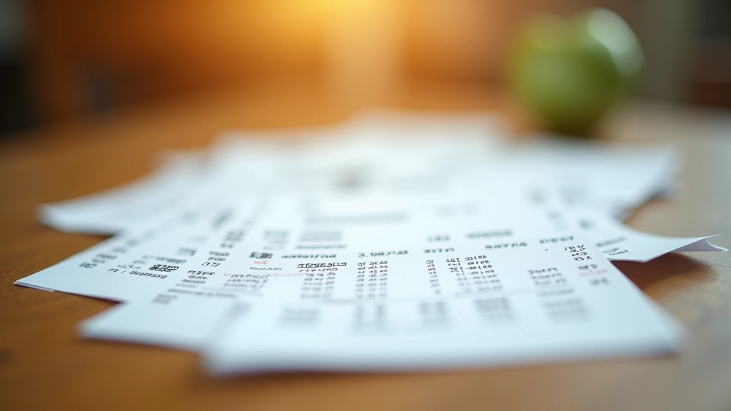 Collection of shopping receipts and price tags showing different product costs and purchase amounts